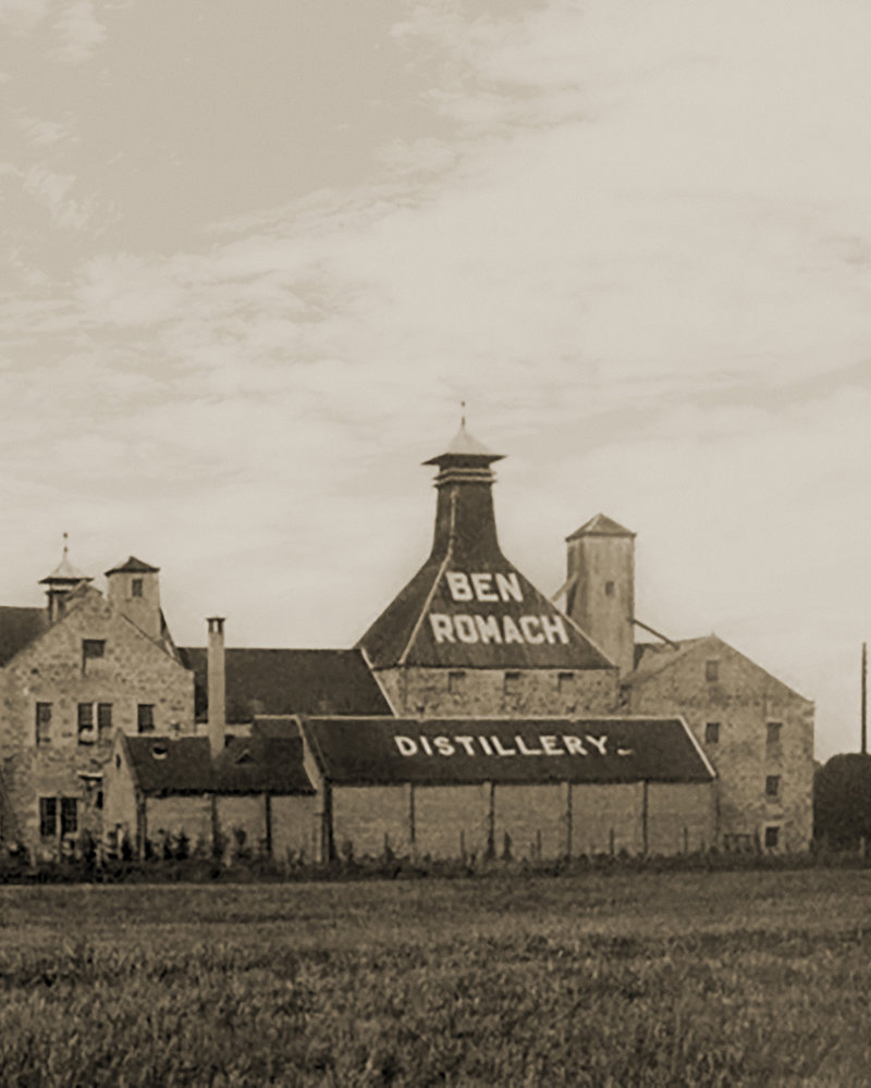 Vintage Benromach Distillery image in black and white