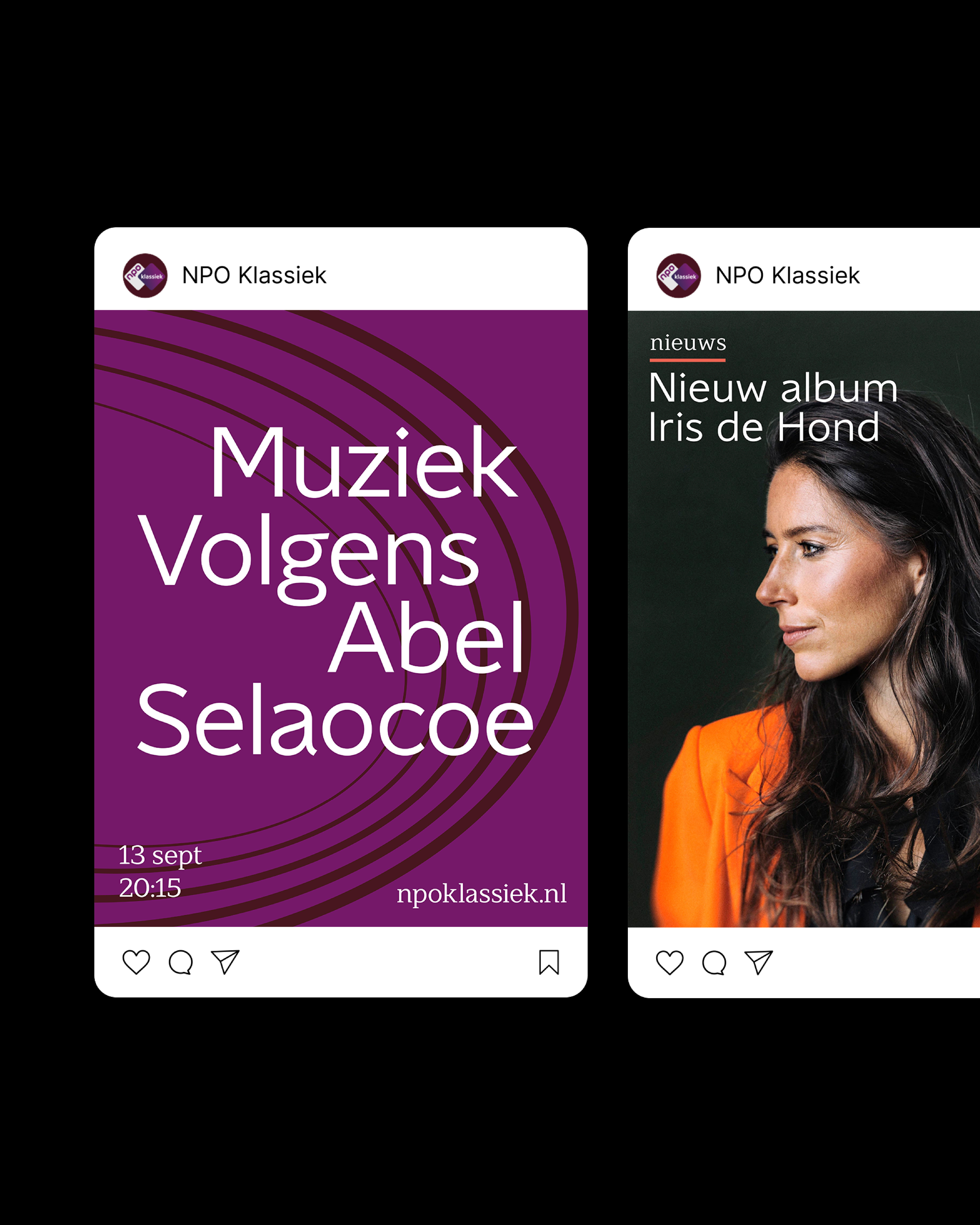 Two digital phone assets of instagram grid content for NPO that uses lifestyle photgraphy and typeface 