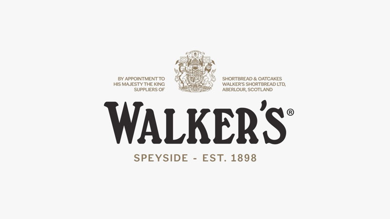 Walkers brand logo in black on grey background 
